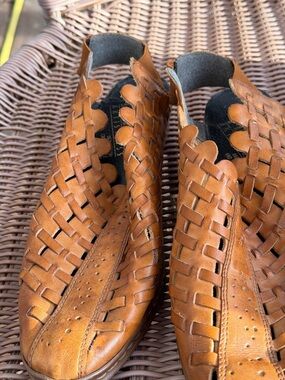 Rieker Women’s Woven Leather Slip-On Loafers - Brown